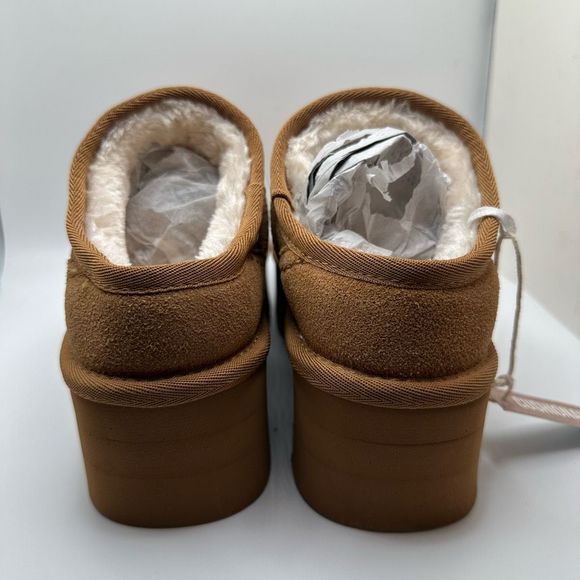 CUSHIONAIRE Women's Genuine Suede Cozy Mule Platform +Memory Foam 7 CHESTNUT - Picture 4 of 7